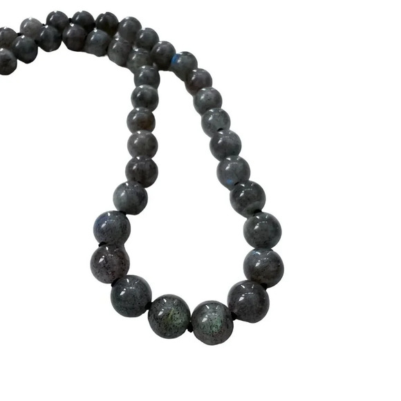 Genuine Labradorite Gemstone Bead Silk Knot Necklace NEW - Picture 8 of 10